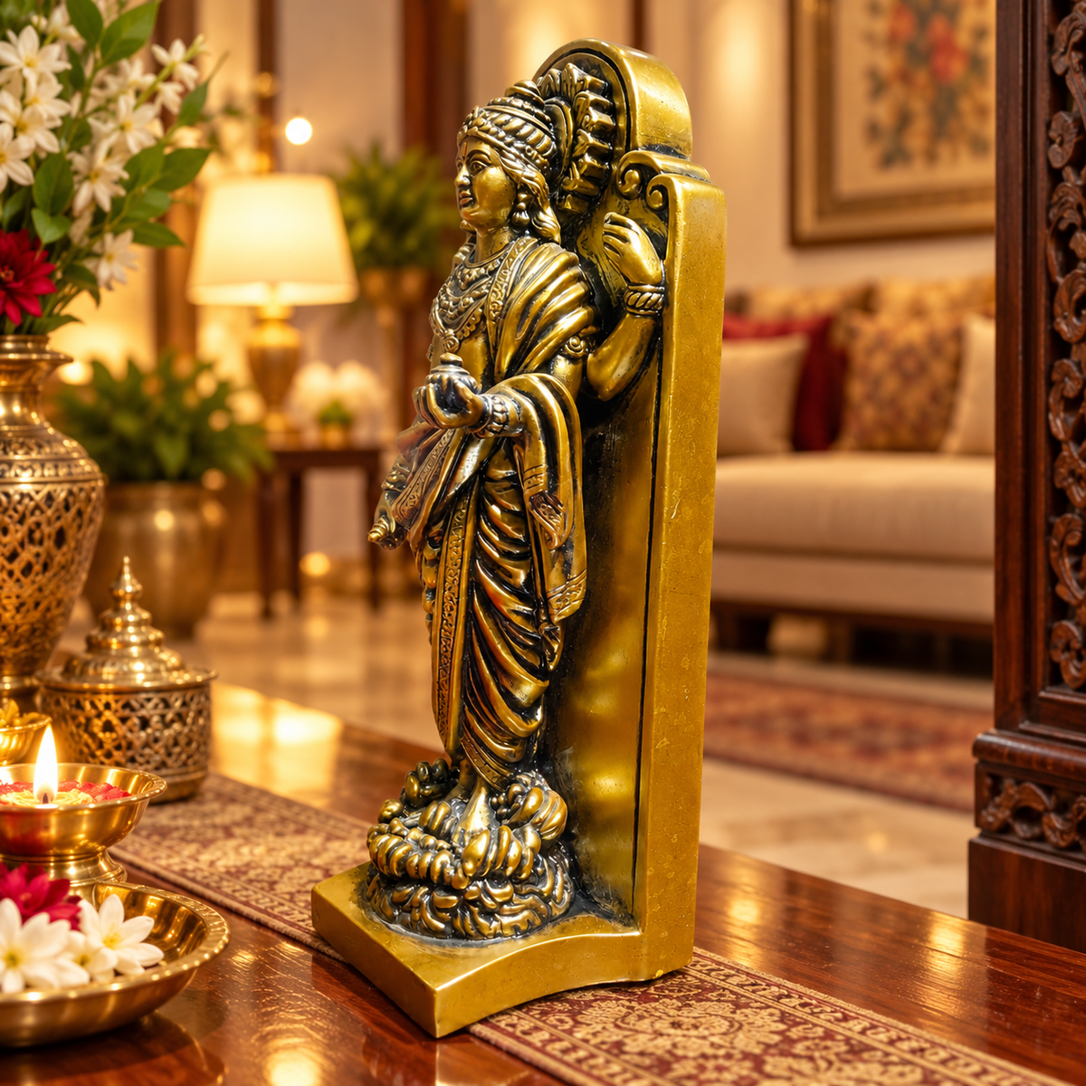 Dhanvantri Gold Wooden Stand Idol