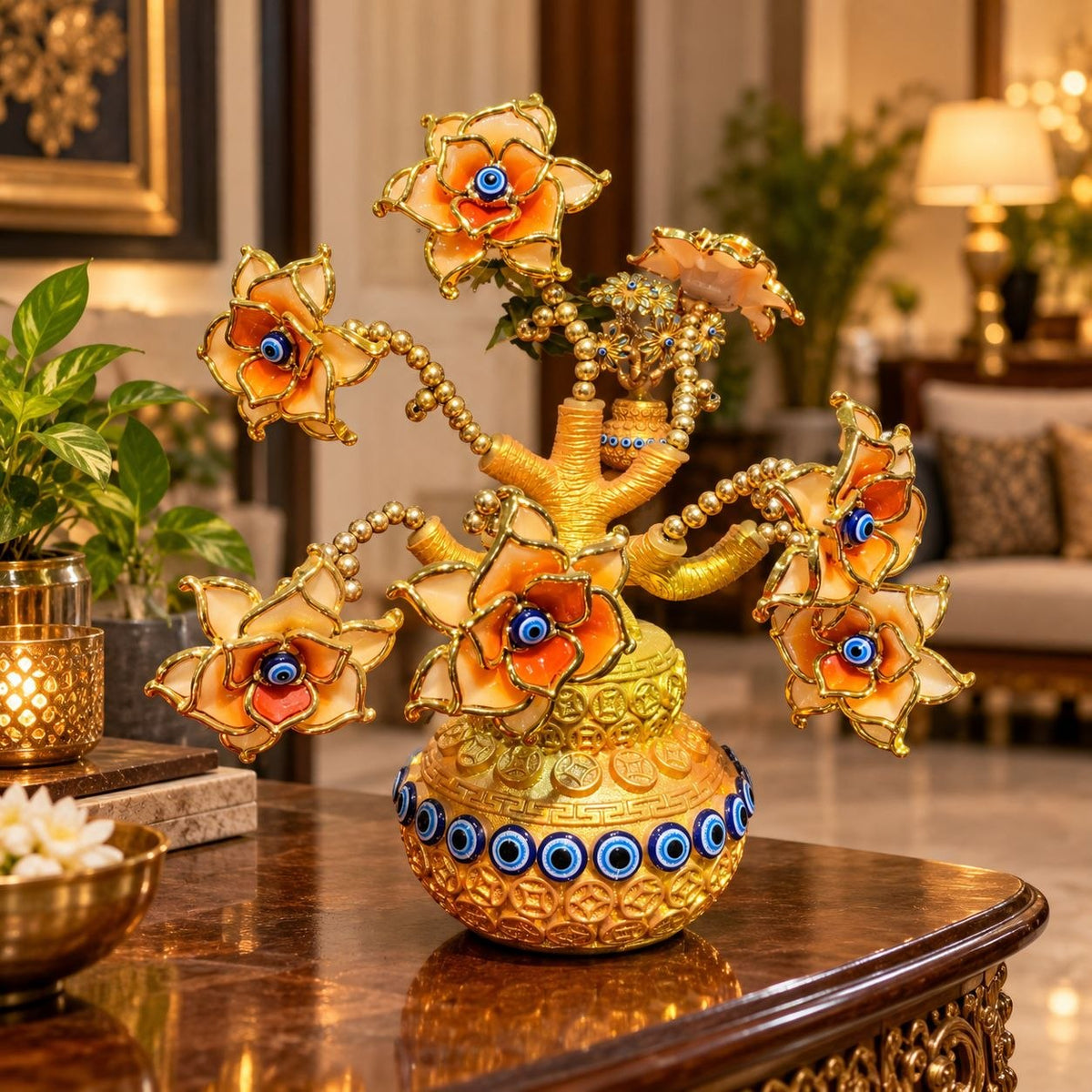Evil Eye Orange Flower Pot