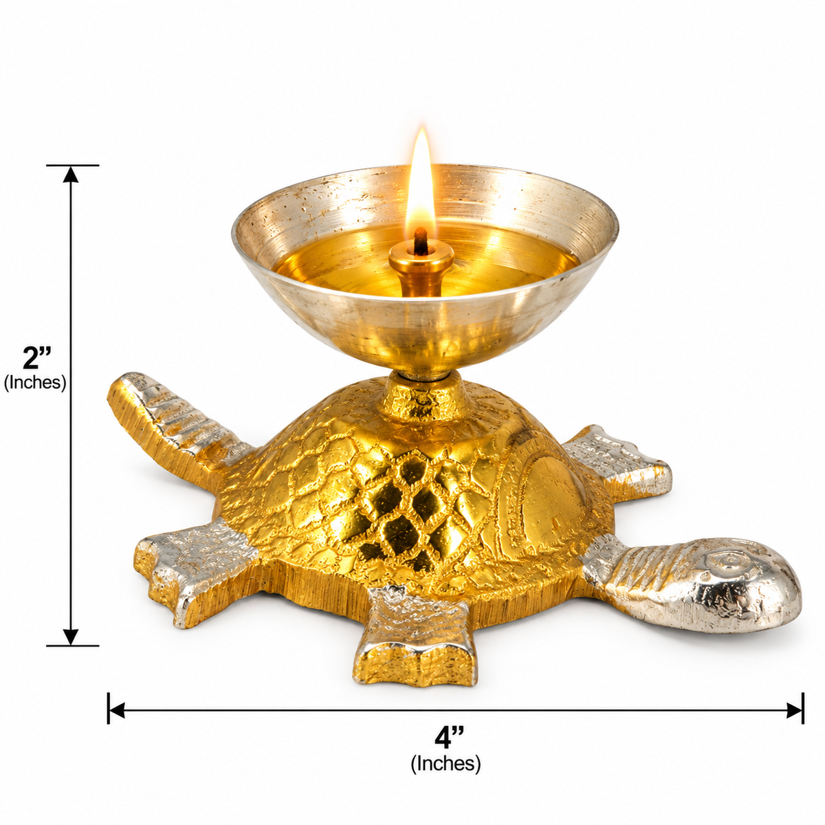 Gold & Silver Tortoise Diya