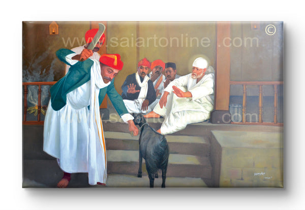 Hemant Art Shirdi Sai Baba Canvas Wall Art – ( The-Ordeal-Of-Kaka-Dixit-By-Sai )