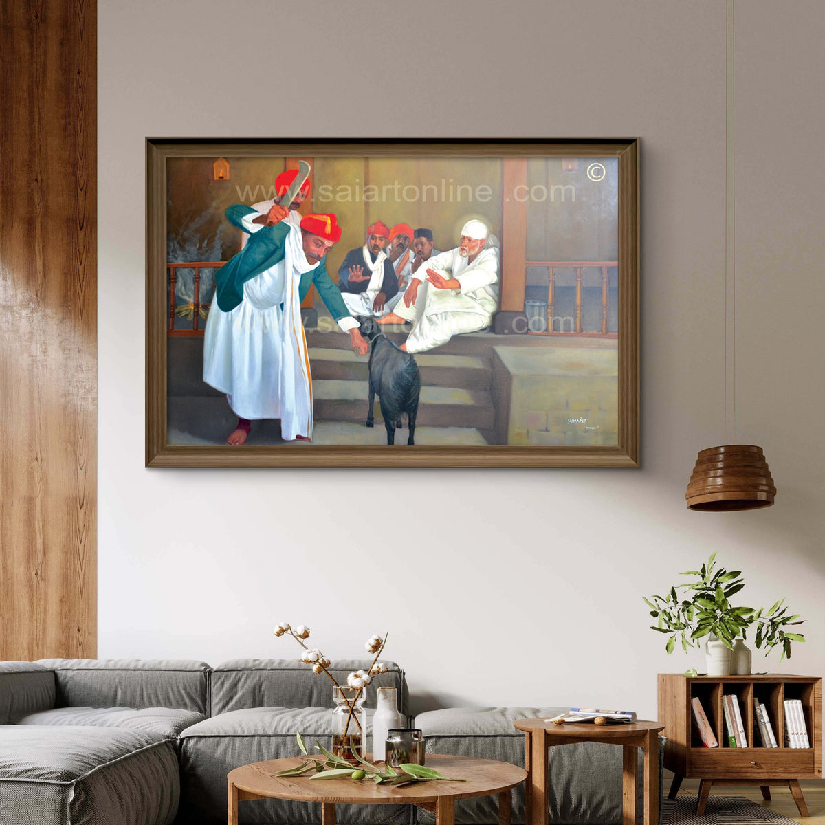 Hemant Art Shirdi Sai Baba Canvas Wall Art – ( The-Ordeal-Of-Kaka-Dixit-By-Sai )