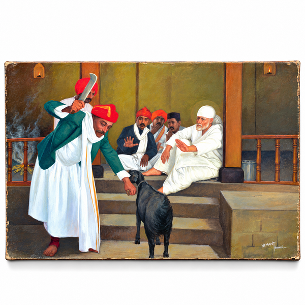 Hemant Art Shirdi Sai Baba Canvas Wall Art – ( The-Ordeal-Of-Kaka-Dixit-By-Sai )