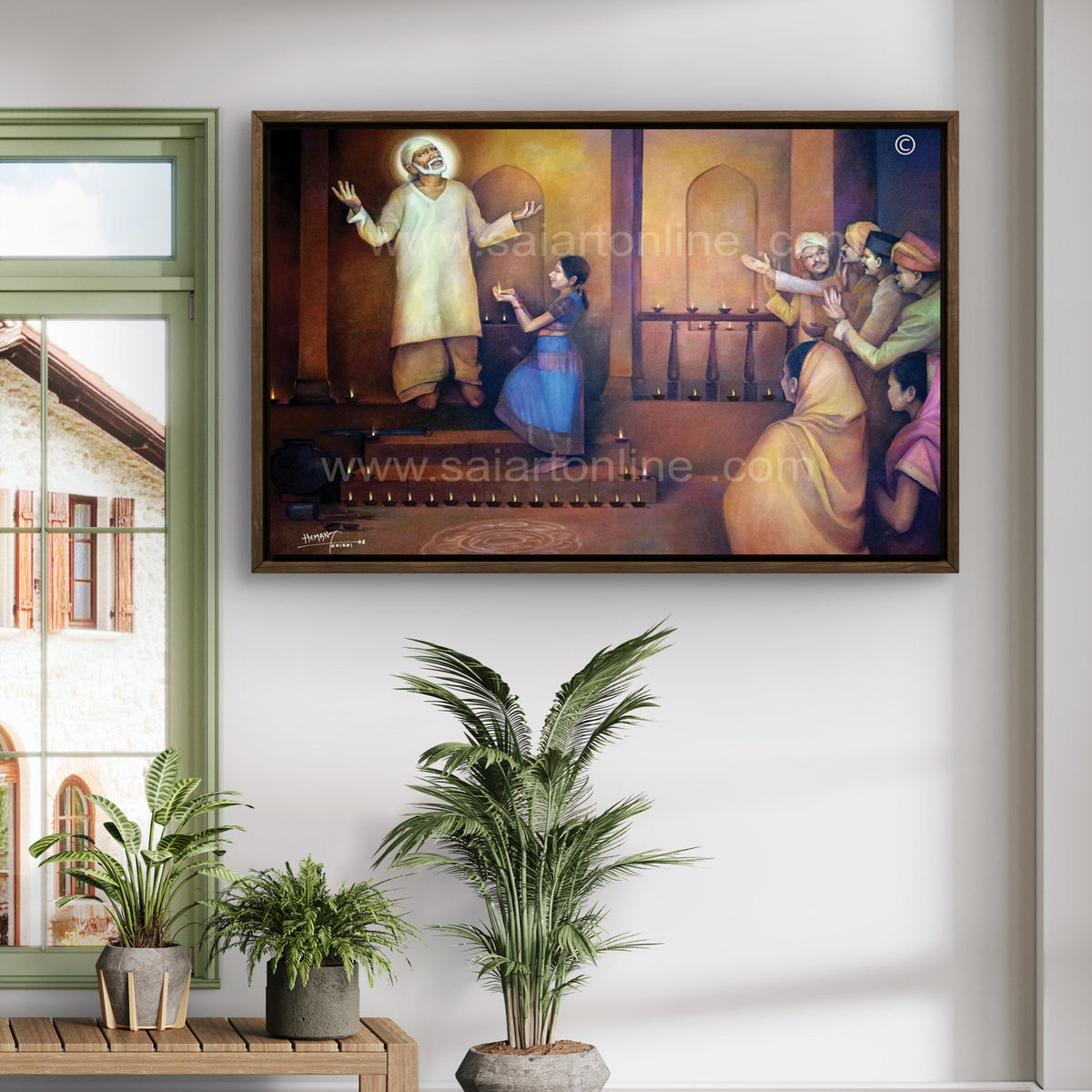 Saibaba Blesses Diwali Canvas Print