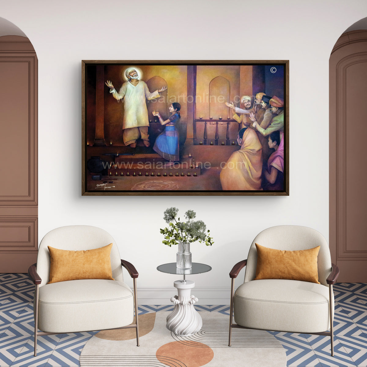 Saibaba Blesses Diwali Canvas Print