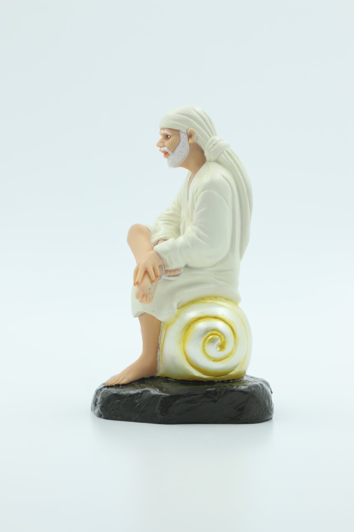 ๐๏ธHemant Art Shirdi Sai Baba Idol โ 5 Inch โ Sitting on Conch Shell โ Pure Resin Marble Finish