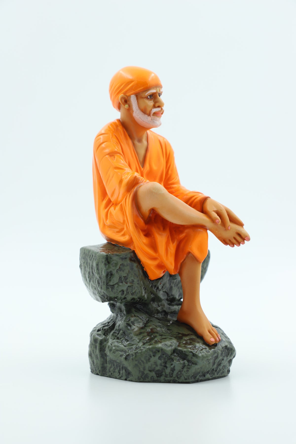 Sai Baba Idol Sitting On Stone - 2 No Yellow 6.5 Inch Hemant Art