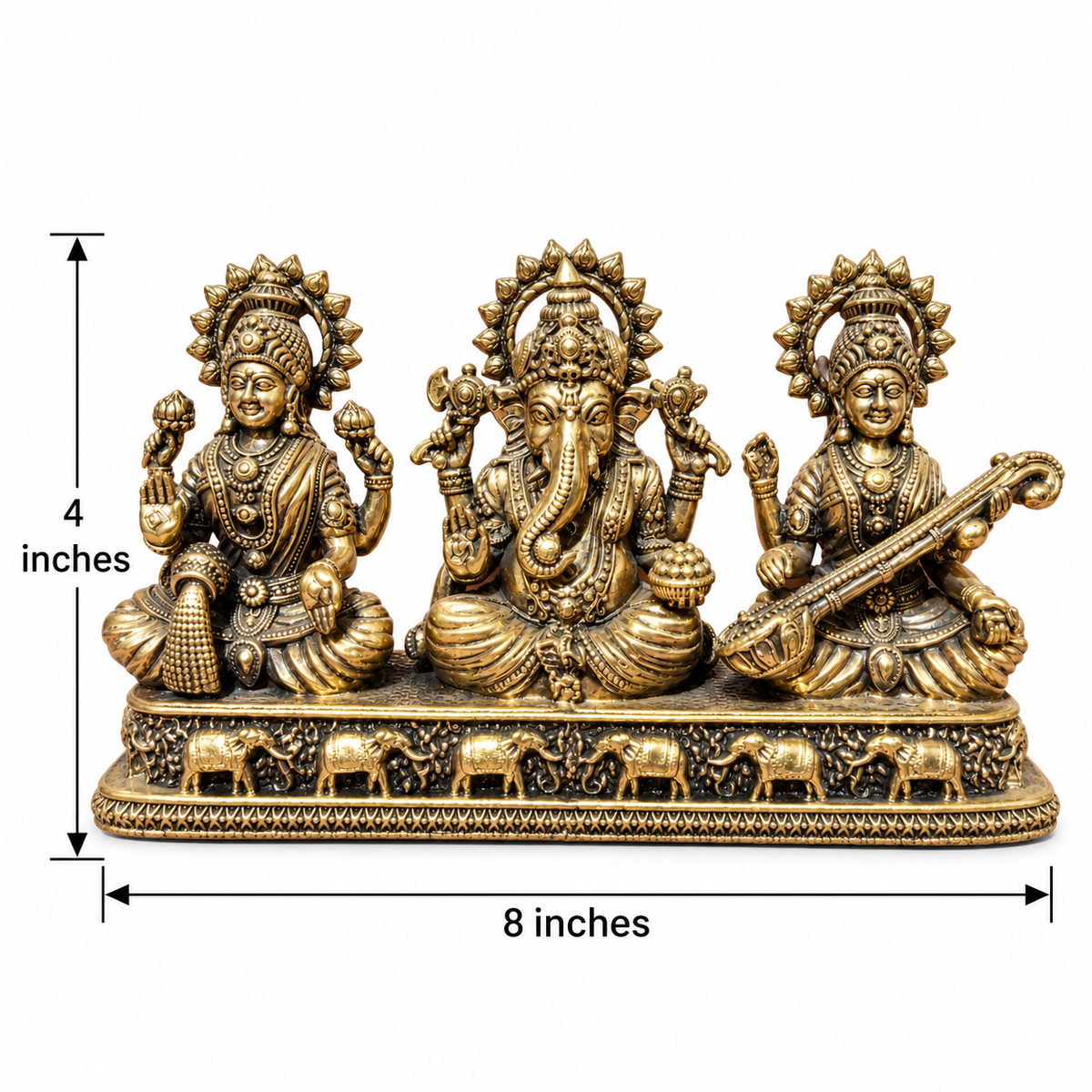 Laxmi Ganpati Saraswati Idol Brass