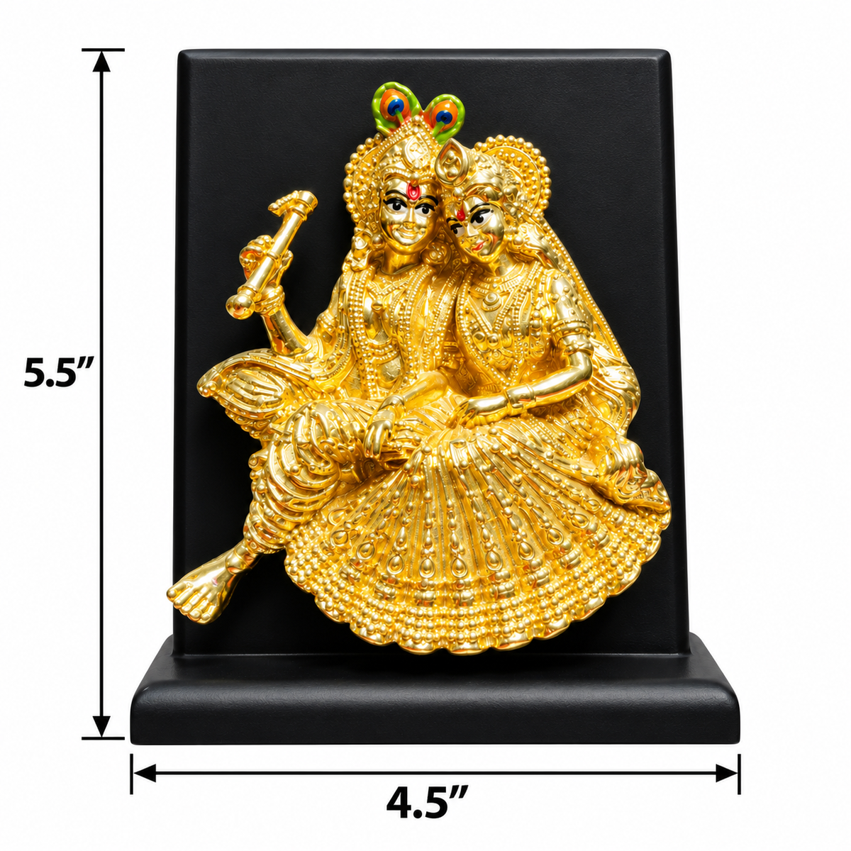 Radha Krishna Gold Wooden Stand Idol