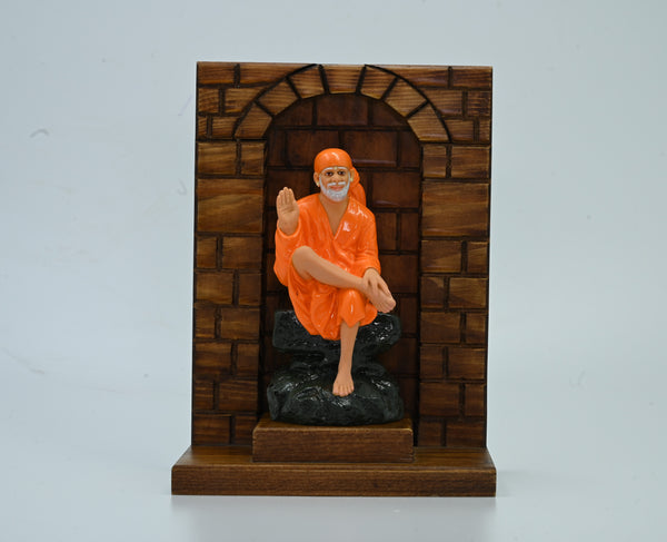 Sai Baba Statue with Wooden Stand – Ashirwad Hemant Art