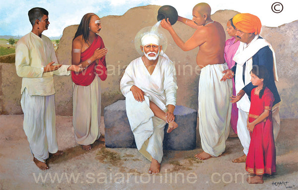 Hemant Art Shirdi Sai Baba Photo Frame Canvas Painting ( Abhishek )