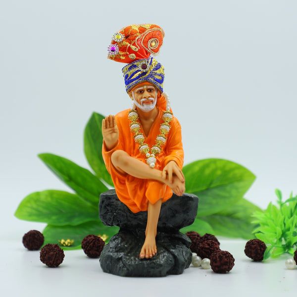 Sai Baba Idol Aashirwad Statue – 2 no Yellow 6.5 Inch Hemant Art