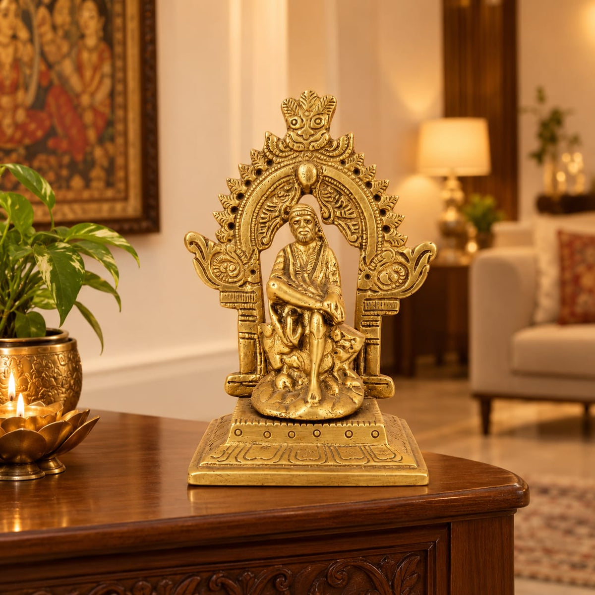 Sai Baba Idol with Ornate Arch