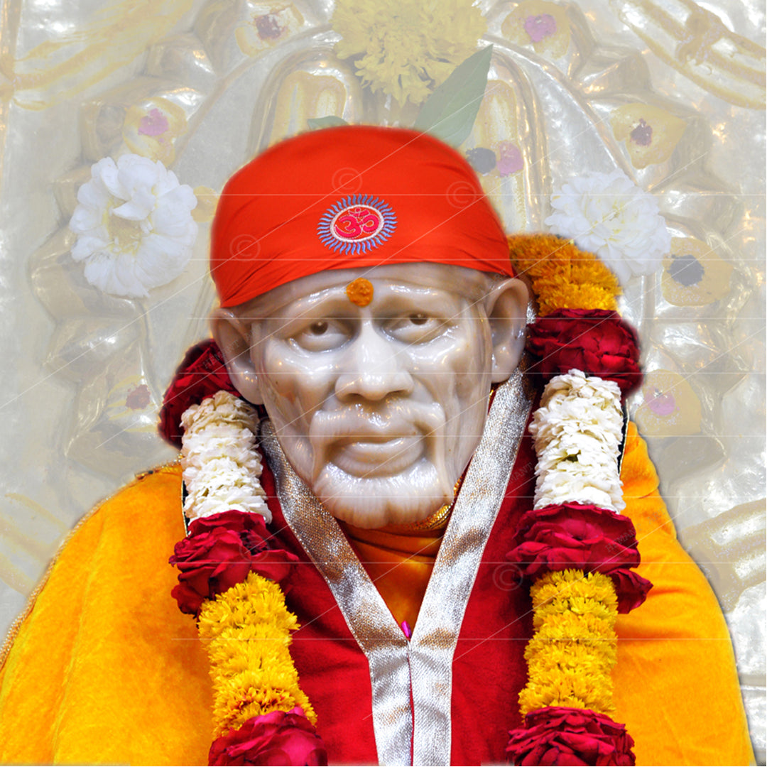 Sai Baba Pencil Sketch on Board | Yellow + Mala Samadhi Face Hemant Art