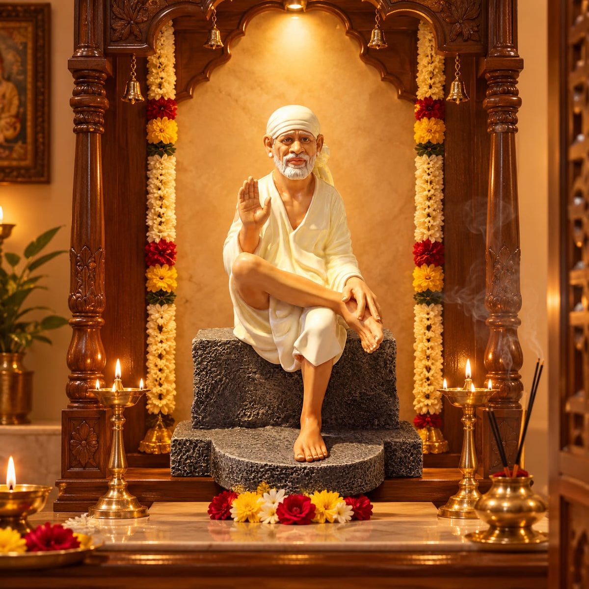 Saibaba Ashirwad on Stone Resin Statue