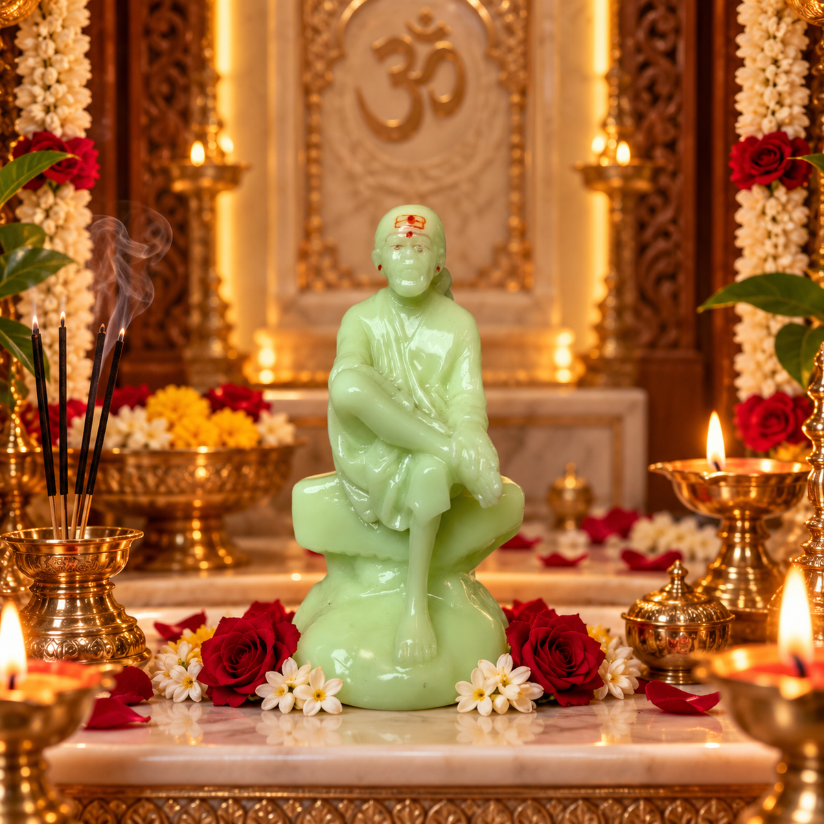 Saibaba Sitting On Stone Radium Idol 0no