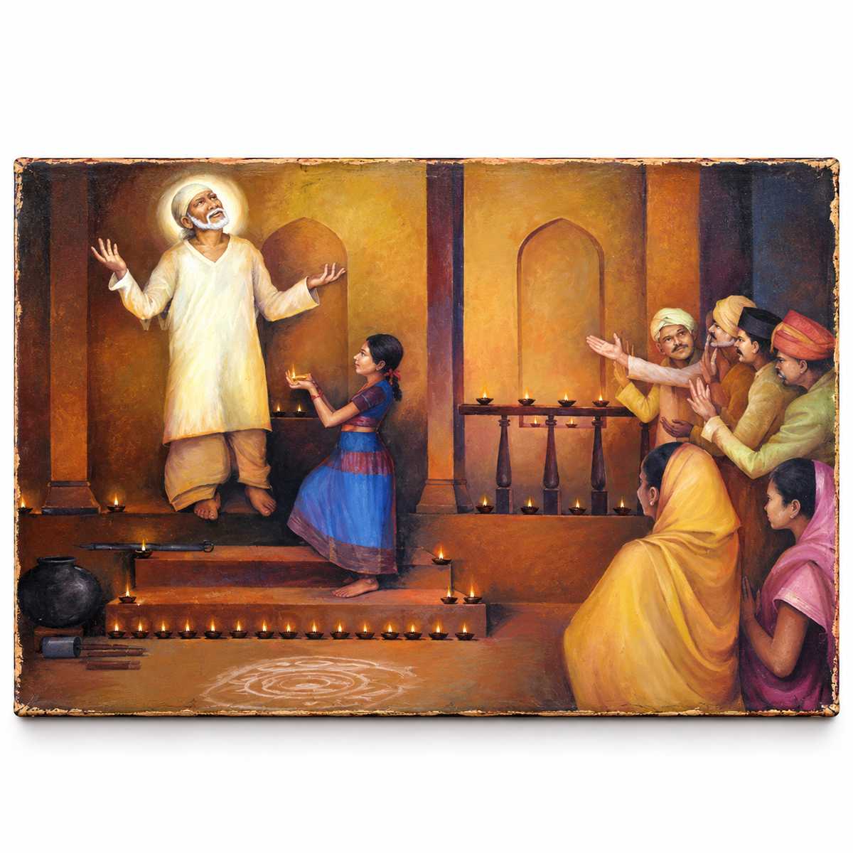 Saibaba Blesses Diwali Canvas Print