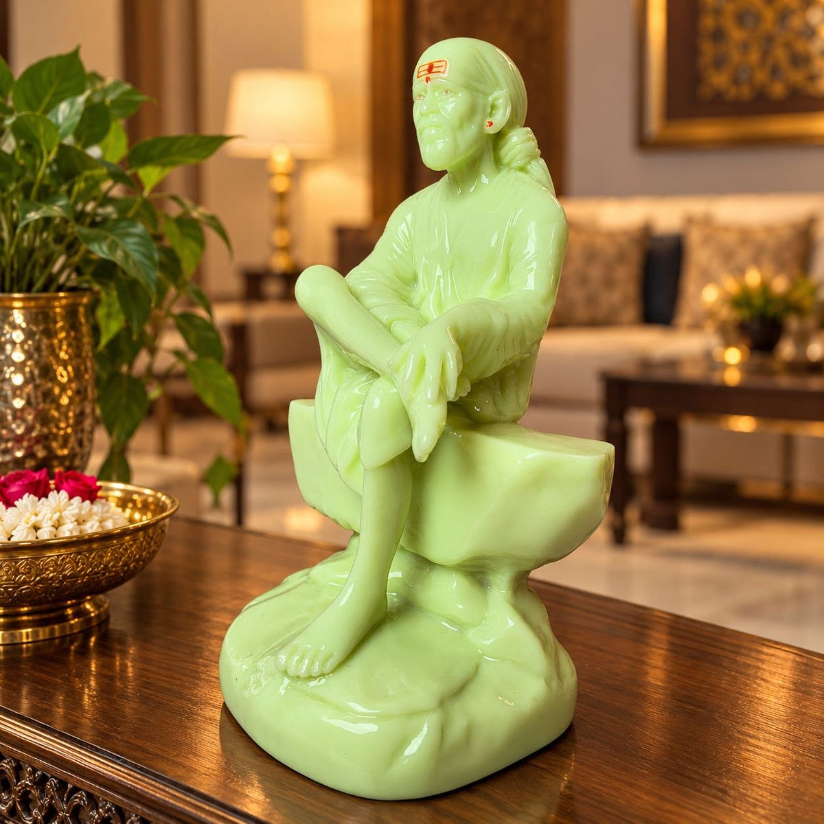 Saibaba Sitting On Stone Radium Idol 4no