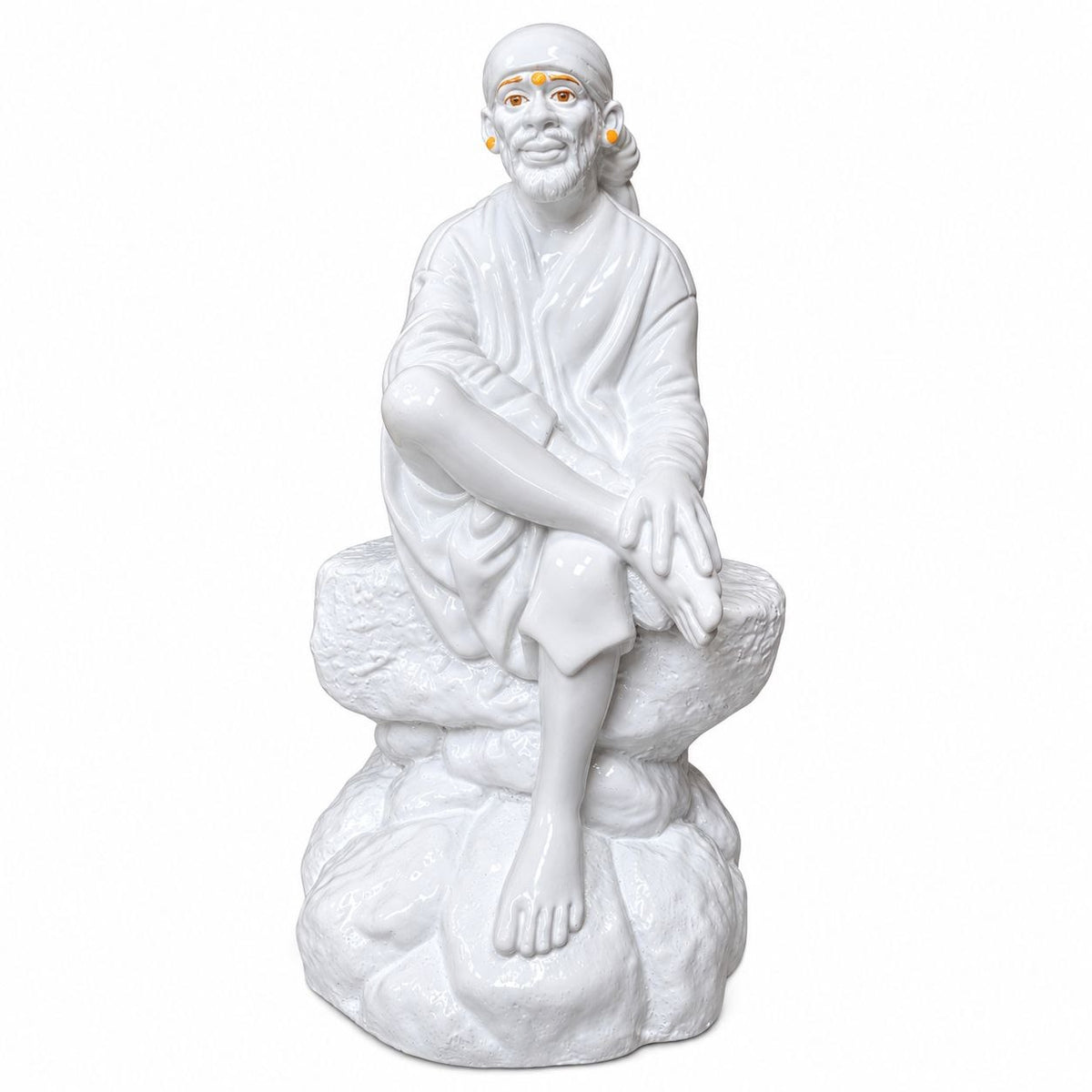 Saibaba Sitting on Stone Porcelain Idol 0 No