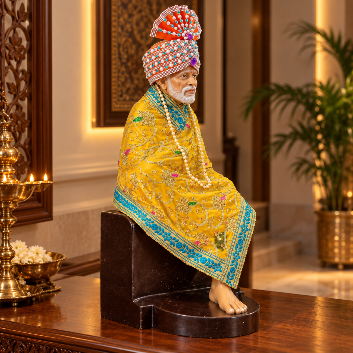 Saibaba Statue with Shawl Resin Idol
