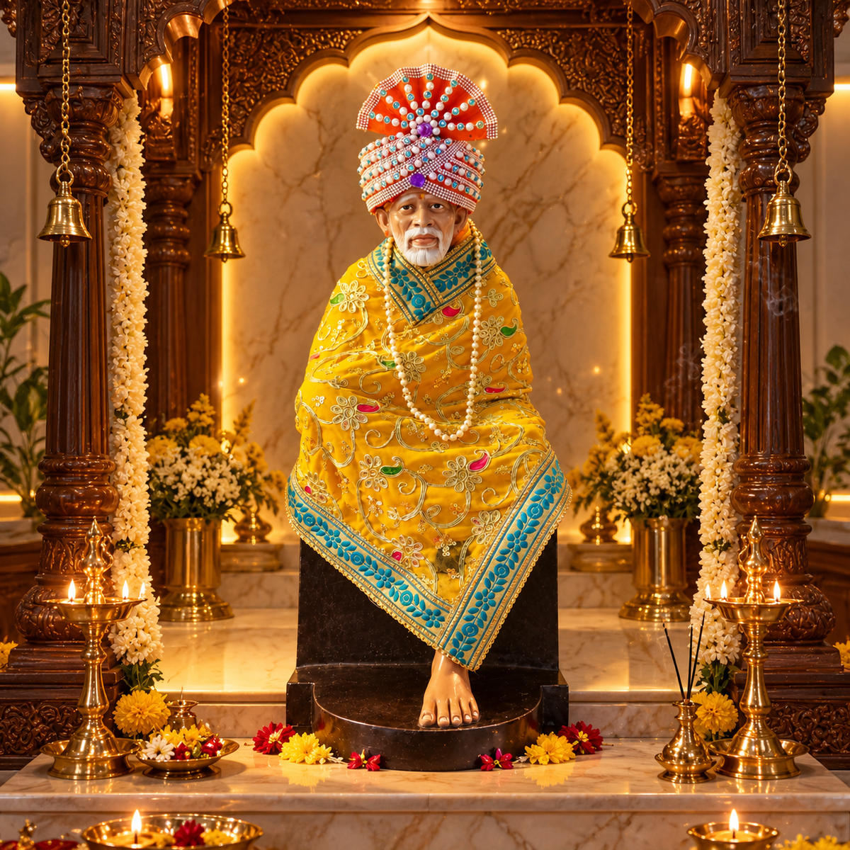Saibaba Statue with Shawl Resin Idol