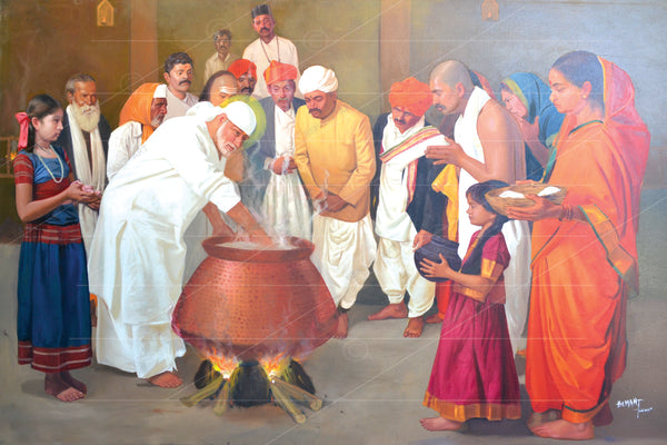 Shirdi Sai Baba Cooking Food in Dwarkamai Canvas Print