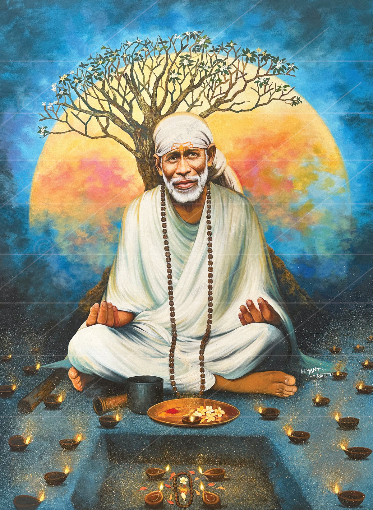 Saibaba Chafa Moon Meditation Canvas Print
