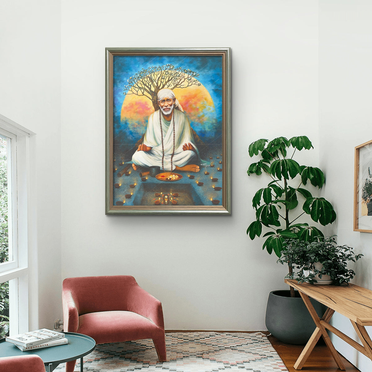 Saibaba Chafa Moon Meditation Canvas Print