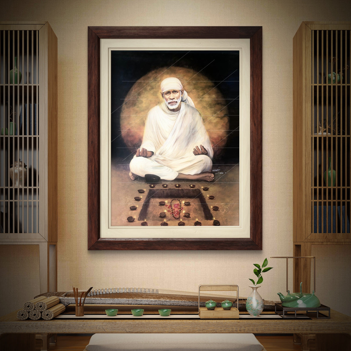 Saibaba Meditation Canvas Print, Old Moon