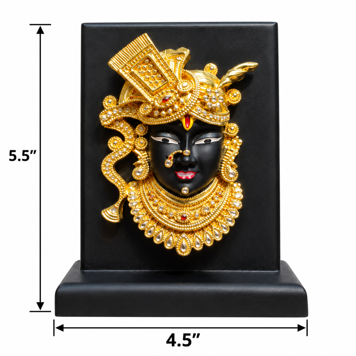 Shreenath ji Gold Face Wooden Stand Idol