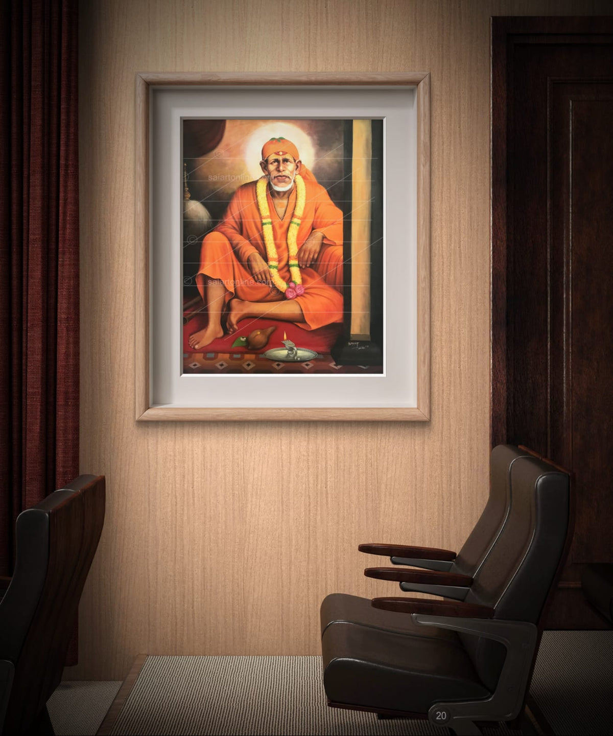 Saibaba Original Orange Dwarkamai Canvas Reprint | Hemant Art