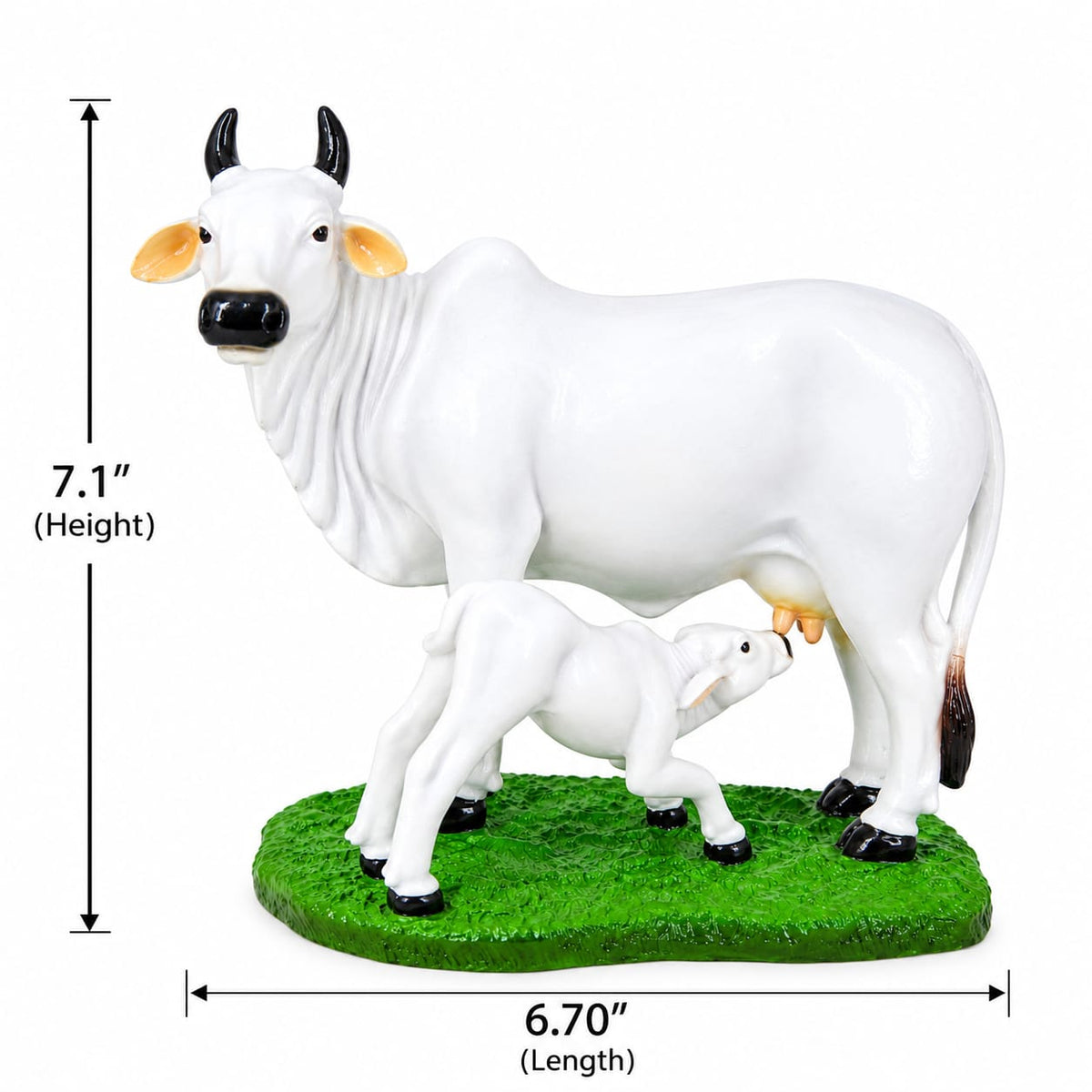 White Kamadhenu Cow & Calf Porcelain Statue