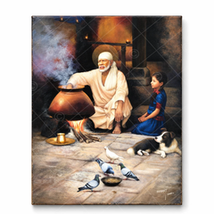 Shirdi Sai Baba Cooking Food in Dwarkamai Canvas Print
