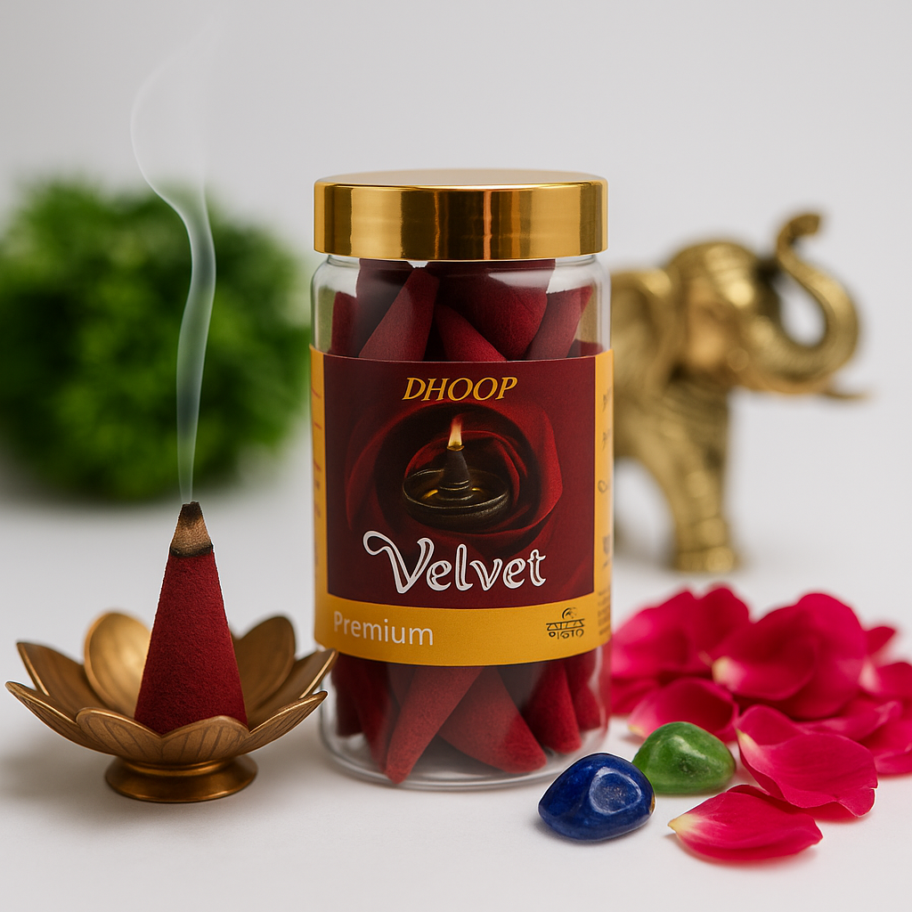 🌹 Hemant Art – Velvet Rose Premium Dhoop/Velvet Divine – Rose Incense/t 🌹 Rose Luxe Dhoop Cones...100gm
