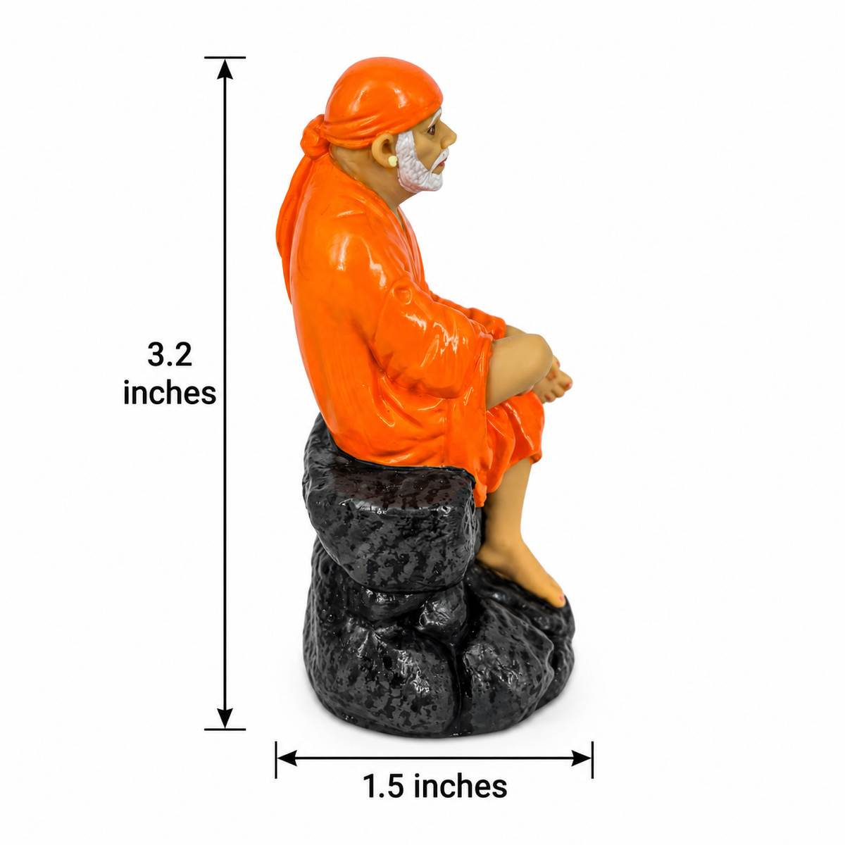 Saibaba Sitting On Stone Idol 0