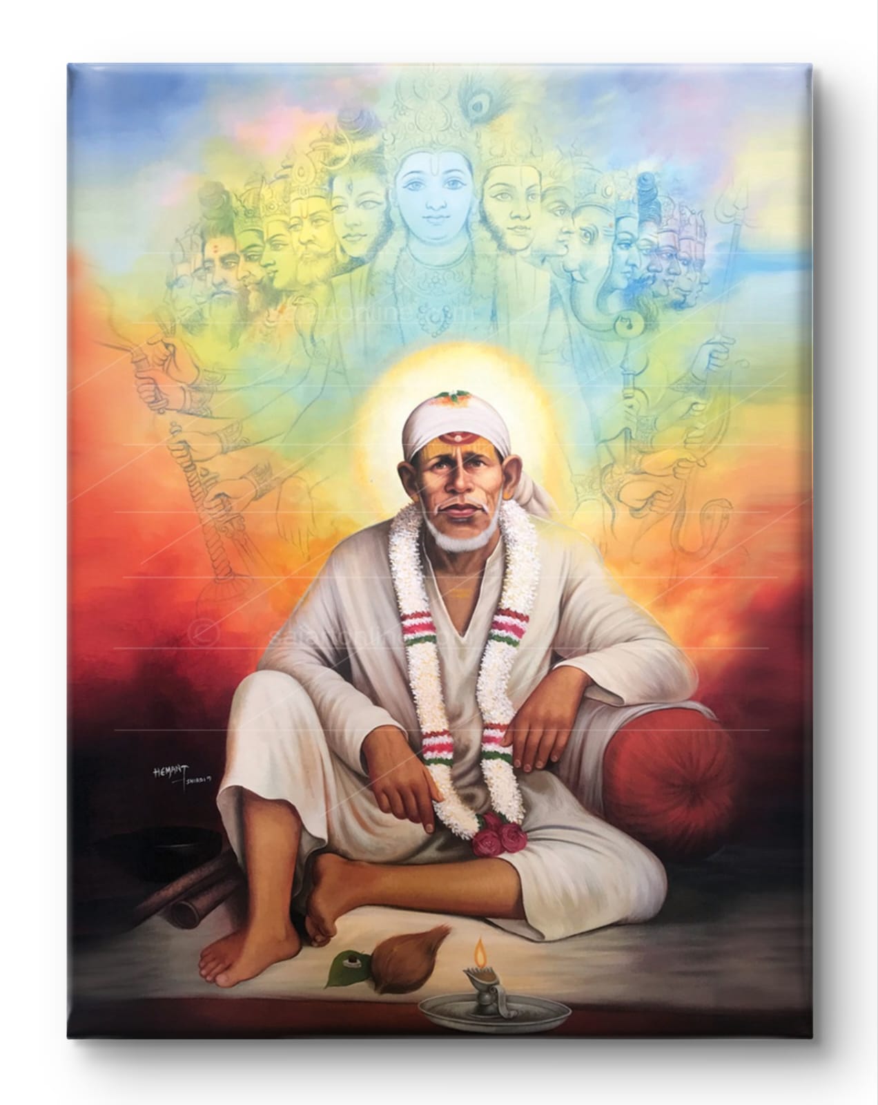 Shirdi Sai Baba  Dwarkamai Hand Painting Canvas Reprint photo, Picture/Poster