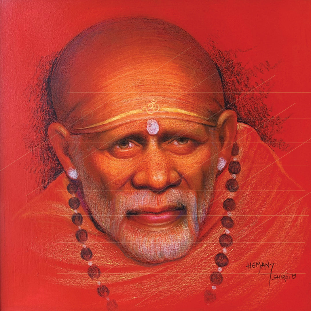 Shirdi Sai Baba Handmade Face Painting/Photo Canvas Reprint