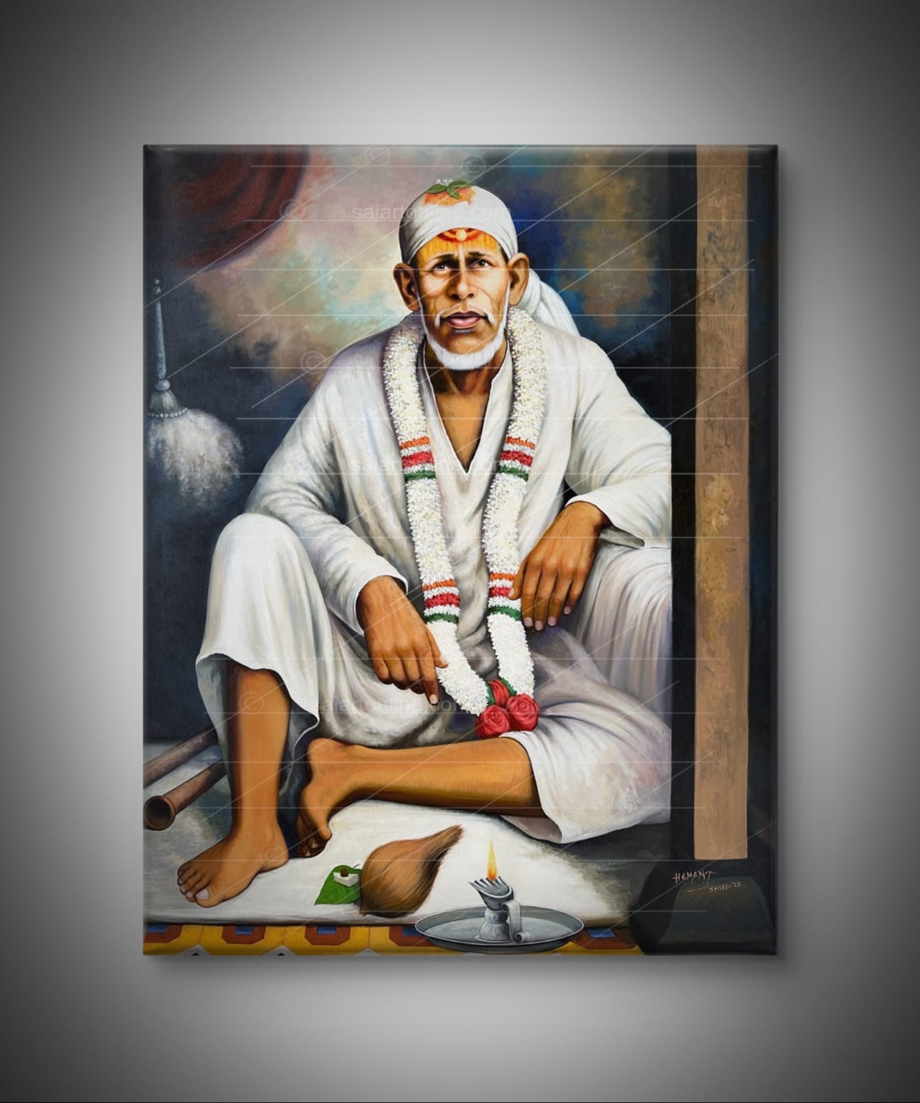 Shirdi Sai Baba  Dwarkamai Hand Painting Canvas Reprint photo, Picture/Poster