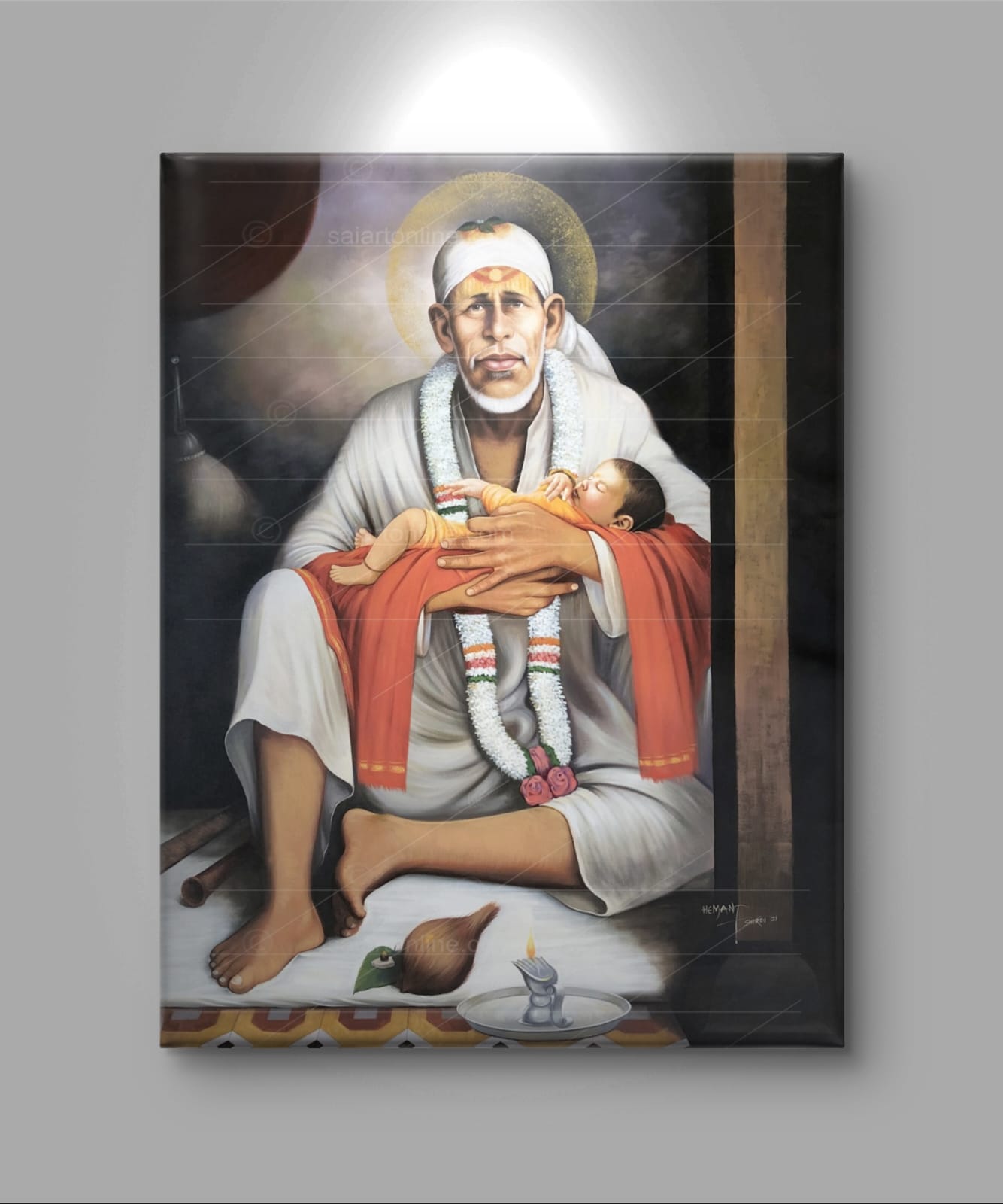 🕉️Shirdi Sai Baba  Dwarkamai Hand Painting Canvas Reprint photo, Picture/Poster