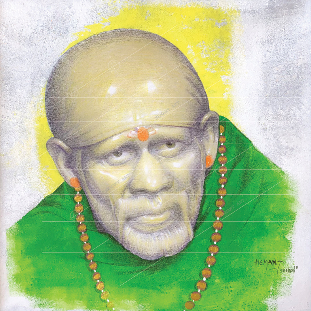 Shirdi Sai Baba Handmade Face Painting/Photo Canvas Reprint