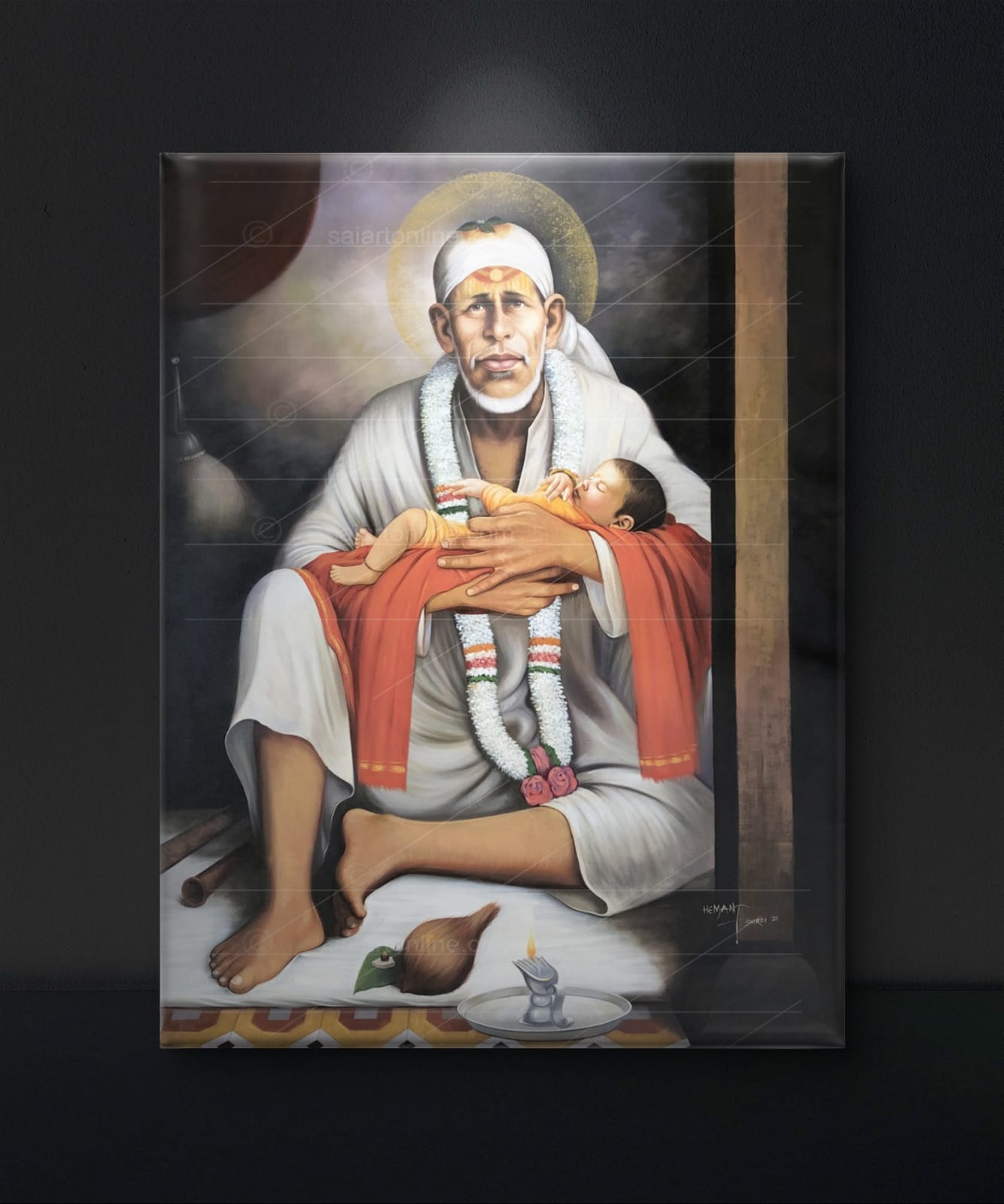 🕉️Shirdi Sai Baba  Dwarkamai Hand Painting Canvas Reprint photo, Picture/Poster