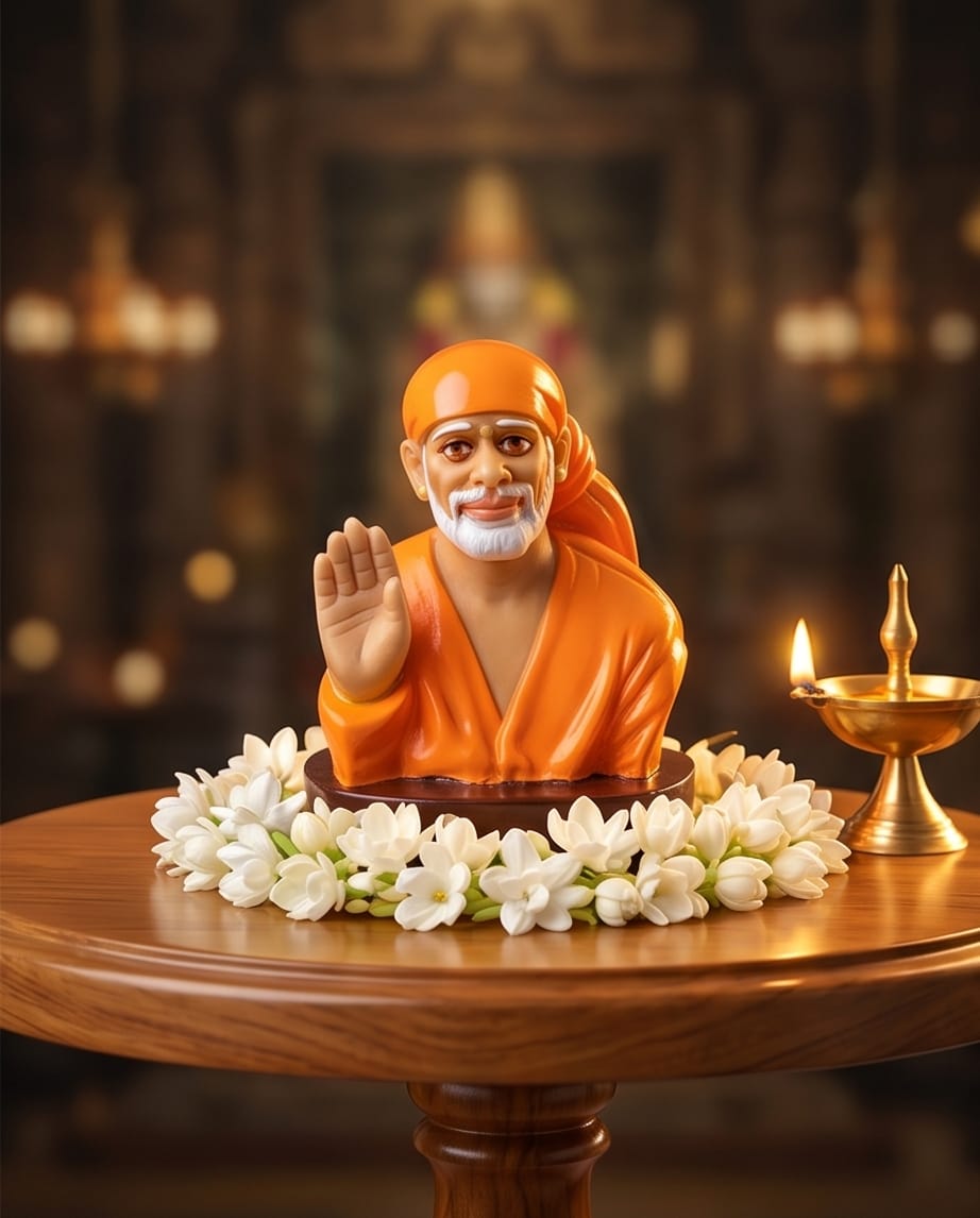 Sai Baba Idol for Car Dashboard – Premium Resin Finish | Hemant Art Shirdi