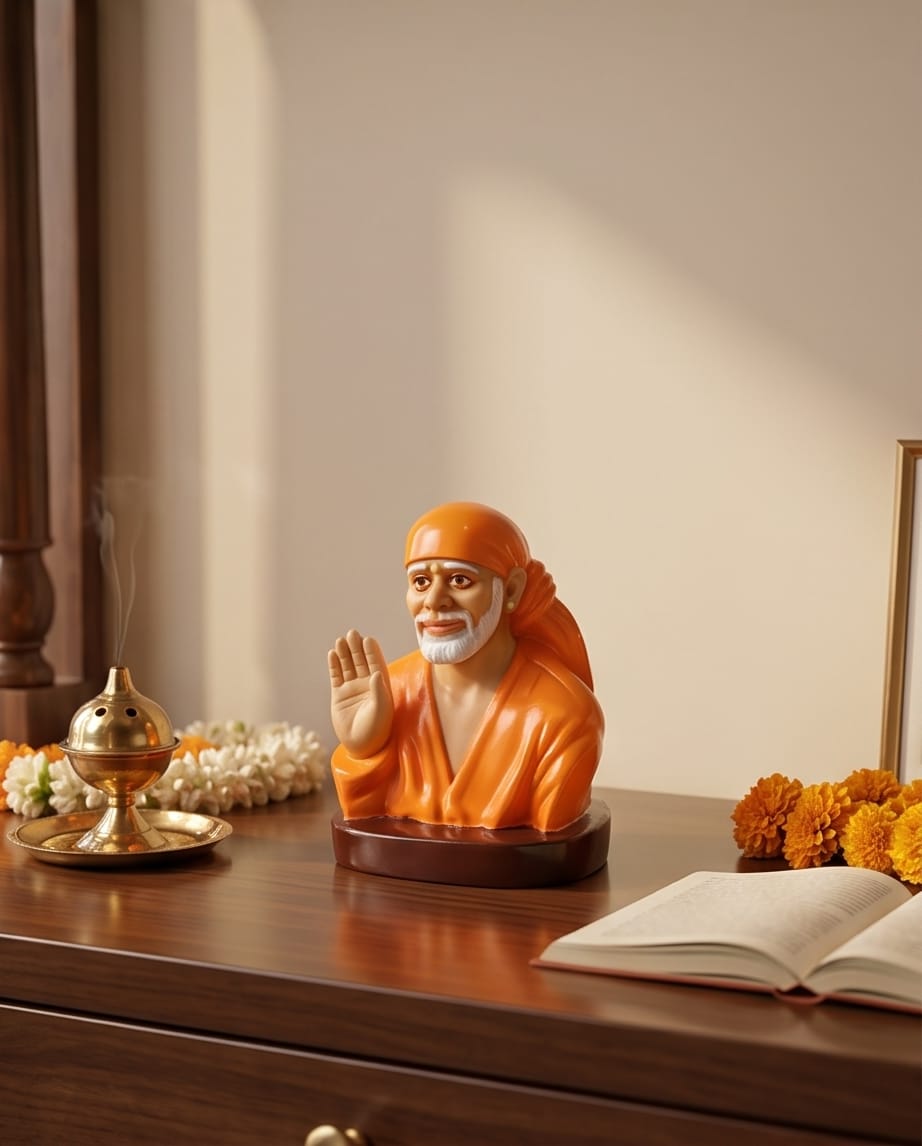 Sai Baba Idol for Car Dashboard – Premium Resin Finish | Hemant Art Shirdi