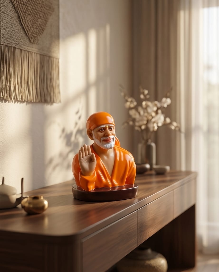 Sai Baba Idol for Car Dashboard – Premium Resin Finish | Hemant Art Shirdi