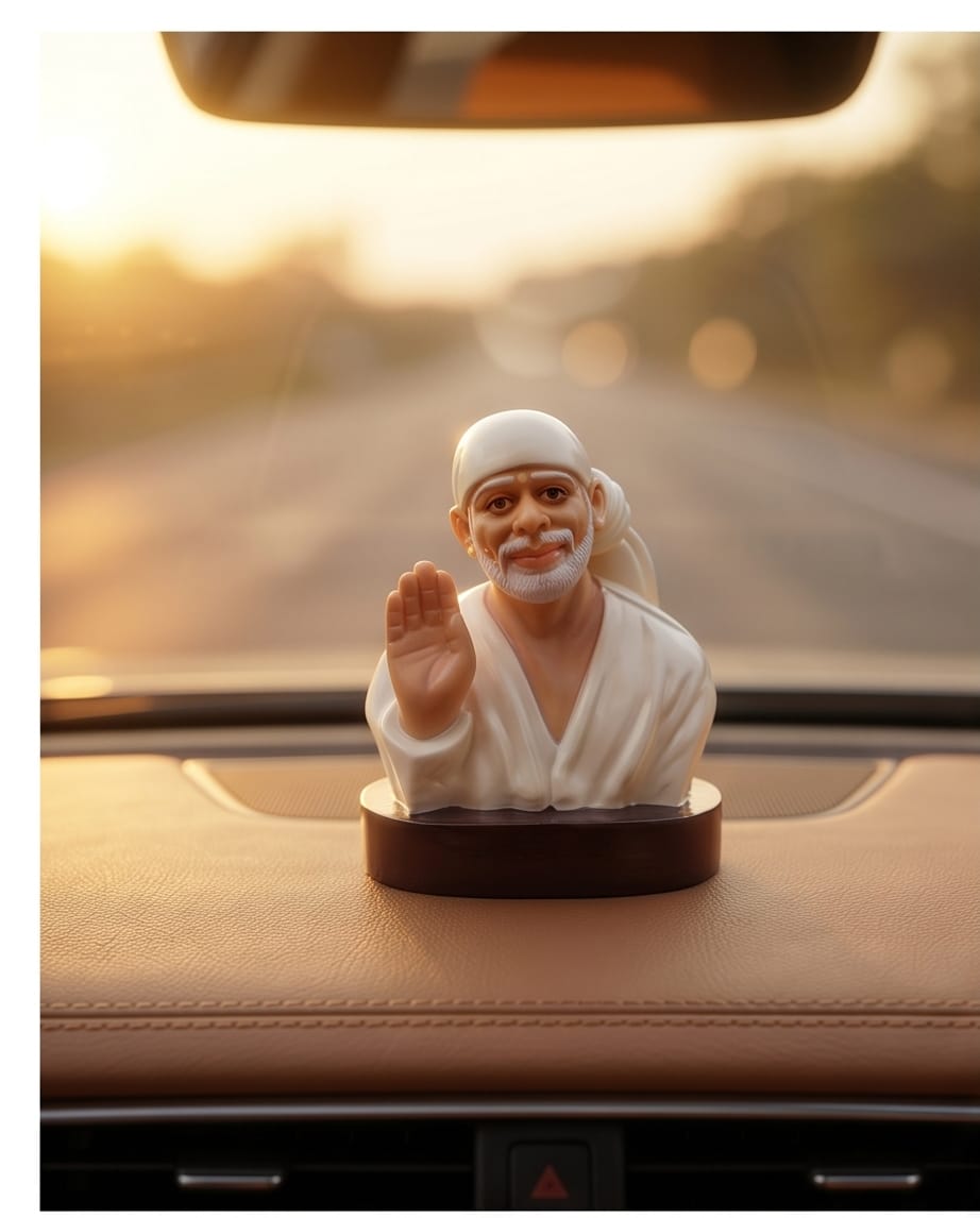 Sai Baba Idol for Car Dashboard – Premium Resin Finish | Hemant Art Shirdi