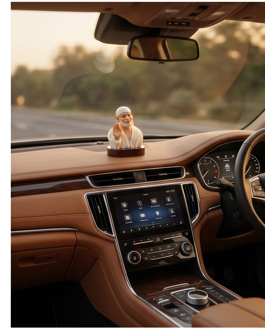 Sai Baba Idol for Car Dashboard – Premium Resin Finish | Hemant Art Shirdi