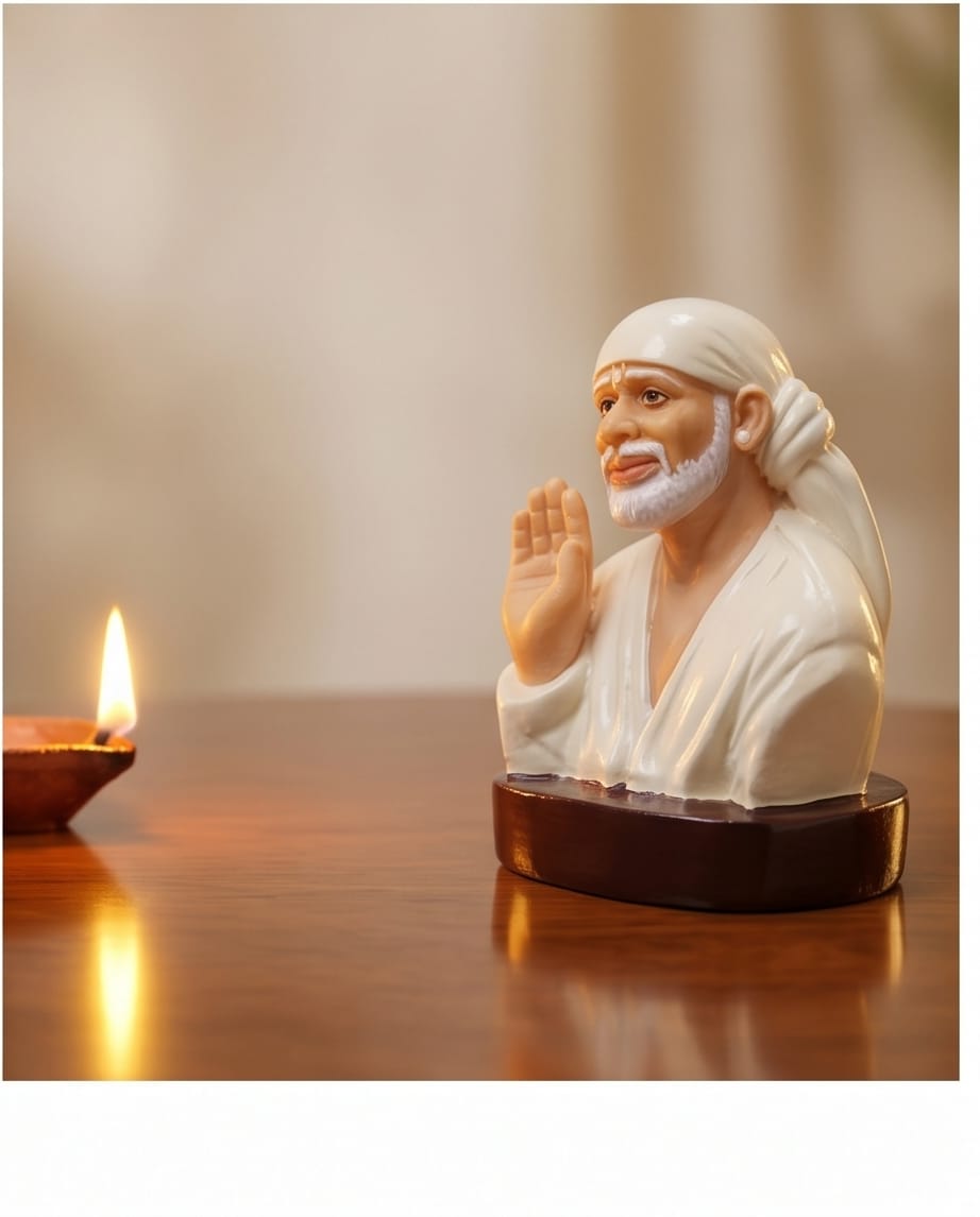 Sai Baba Idol for Car Dashboard – Premium Resin Finish | Hemant Art Shirdi