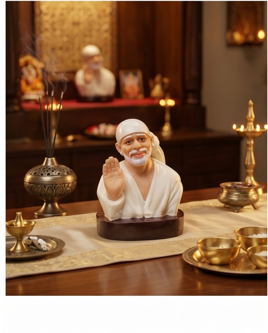 Sai Baba Idol for Car Dashboard – Premium Resin Finish | Hemant Art Shirdi