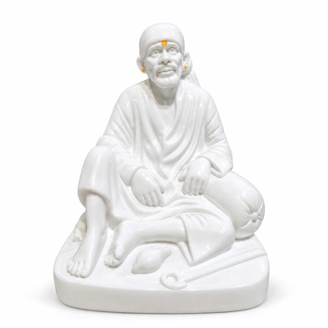 Sai Baba Dwarkamai Stone Idol, Orange, 3.5 Inch Hemant Art