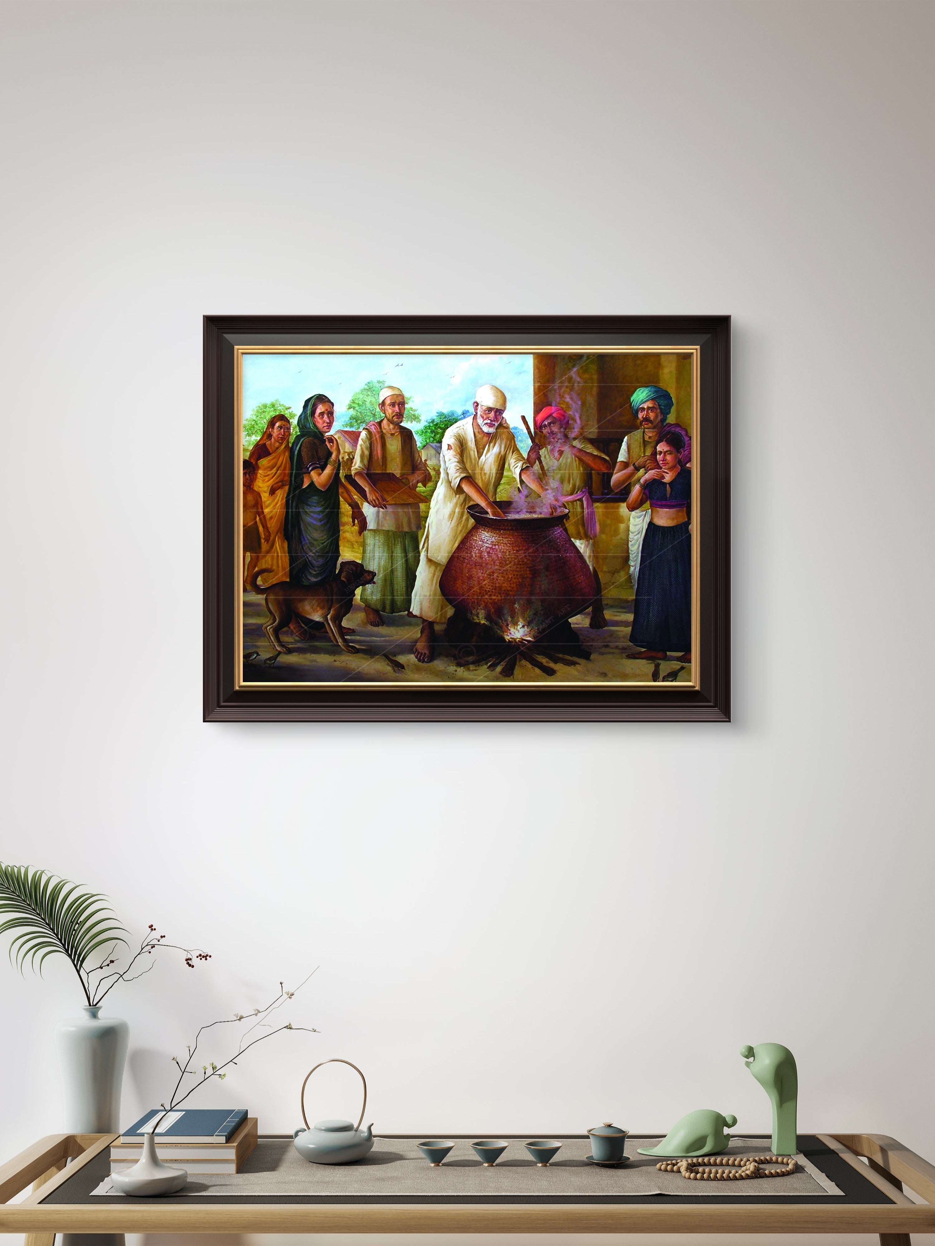 Shirdi Sai Baba Cooking Food in Dwarkamai Photo HD Canvas Print | Sai Baba Handi Wall Art – Shirdi Saibaba Art Gallery