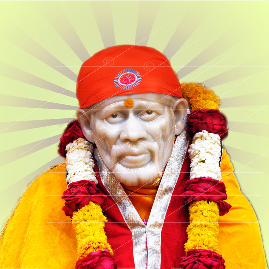 Shirdi Sai Baba Handmade Face Painting/Photo Canvas Reprint